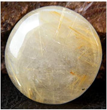 Golden Rutile Cabochon, Rutilated Quartz 25Ct Round Shape 20x20x6mm, K-5153
