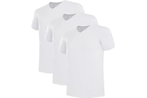 BAMBOO COOL Men’s Undershirts Slim Fit V-Neck/Crewneck, Moisture-Wicking T-Shirts Soft Stretch White Tees for Men, 3 Pack