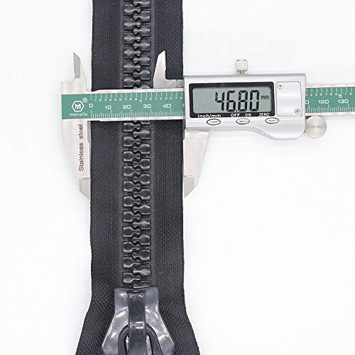 Leekayer20 Super Large Plastic Zipper Black Heavy Duty Zippers by The