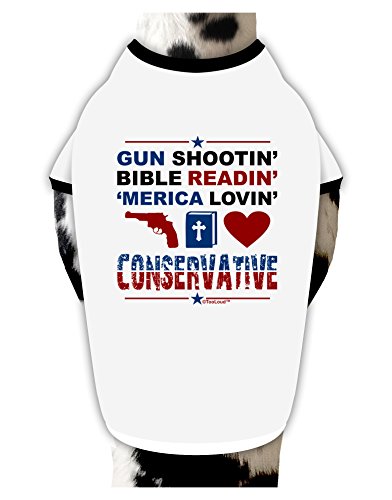 TooLoud Gun Shootin' Conservative Cotton Dog Shirt White with Black Medium