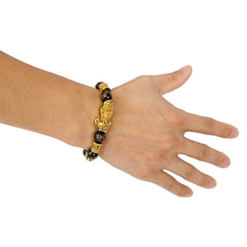 4 Goldenlight+Bracelet+Obsidian+Adjustable+Elastic