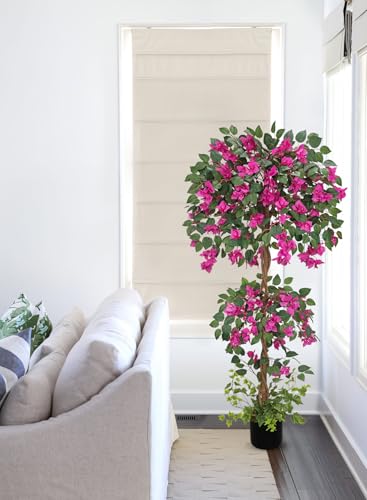Villa Como 150cm Artificial Bougainvillea Tree with Flowers in Pot, 5FT Faux Blooming Tree for Indoor Outdoor Home Office Patio Balcony Wedding Decoration