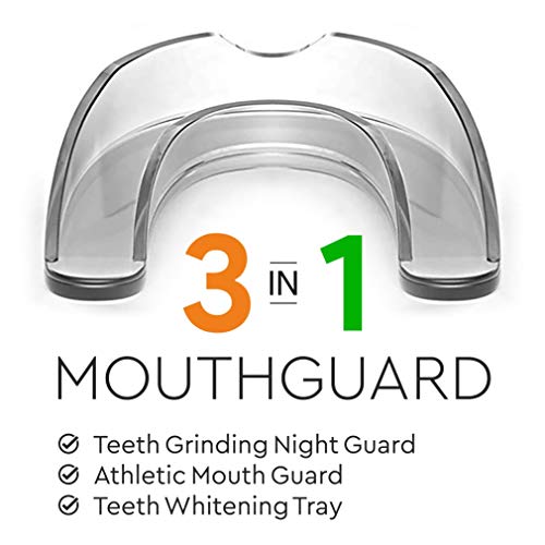 Professional Mouth Guard for Grinding Teeth- 4 Pcs, Thin Fit, Dental Moldable Night Guards for Teeth Grinding, Mouthguard Sports, Teeth Whitening Trays, Stops Bruxism, Clenching, Retainer Case.