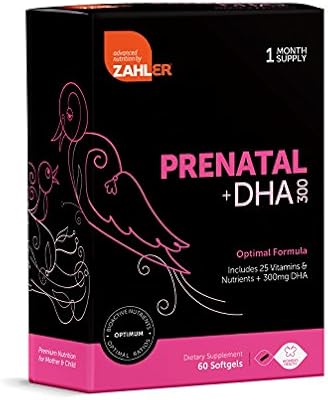 Zahler Prenatal DHA, Premium Prenatal Vitamins for Mother and Child, Prenatal with DHA supports brain development in babies, Certified Kosher (60 Count)