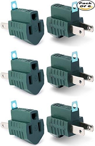3-Prong to 2-Prong Adapter Grounding Converter 3 Pin to 2 Pin Power AC Ground Lifter For wall Outlets Plugs, Electrical, Household, Workshops, Industrial, And Appliances, Color Green 6-Piece. (6)