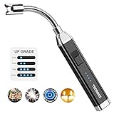 TECBOSS Candle Lighter, Electric Arc Lighter for Kitchen, BBQ, Fireworks, Gas Stove, Flameless Windproof Long Lighter with USB Rechargeable Interface, 360° Rotated Tube
