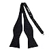 PenSee Mens 100% Silk Self Bowtie Adjustable Solid Black Plain Bow Ties for Formal