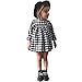 BOBORA Little Kids Baby Girls Long Sleeve Dress White and Black Plaid Tunic Dress