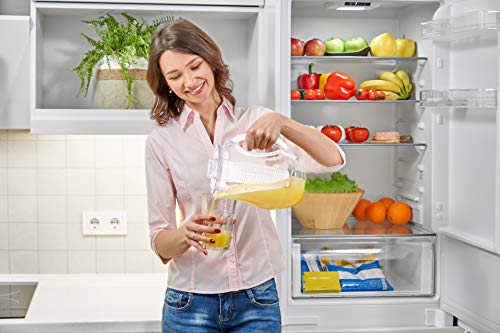 Homeries Fruit Infuser Water Pitcher with 3 Tubs (2.9 Quart / 93 Oz) - Shatterproof Acrylic Infusion Jug for Iced Tea, Juice, Beverages, Water, Lemon, Fruit & Herbs - BPA Free