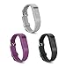 GinCoband 3 PCS Replacement Bands with Adjustable Metal Clasp for Fitbit Flex Wristband (Buckle Design-Black&Light Grey&Purple, Large)