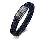 VNOX Blue Braided Leather Medical Symbol Caduceus with Magnetic Clasp Cuff Wristband Bracelet,8.0/9.0