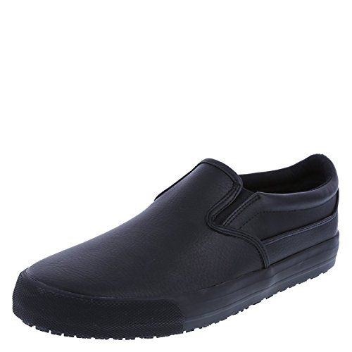 safeTstep Men's Black Leather Slip Resistant Ben Twin Gore Slip-On 8.5 Regular