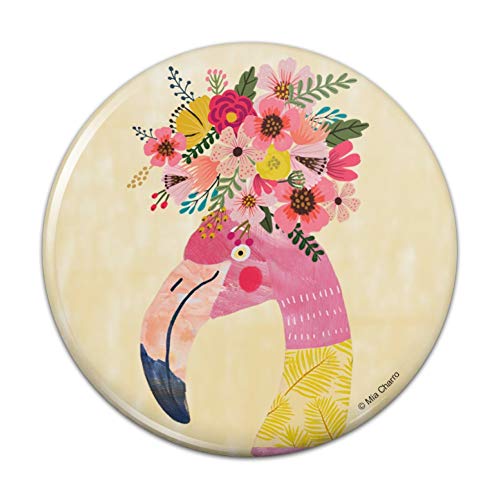 Pretty Pink Flamingo Flowers Pinback Button Pin Badge - 2.25