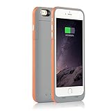 iPhone 6S Plus / 6 Plus (not for iPhone 6 / 6s) Battery Case Charger [Extra Bonus-Tempered Glass Screen Protector], i.VALUX 6800mAh External Battery Backup Protective Charger Case (Orange)