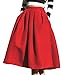 Face N Face Women's High Waisted A line Street Skirt Skater Pleated Full Midi Skirt Medium Red