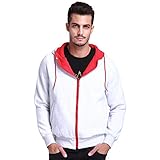 FireLionPlus Men's Assassins Creed 3 Desmond Cosplay Costumes Fleeces Hoody Coat Small White