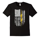 Mens Electrician flag us shirt Large Black