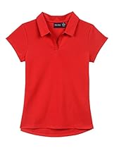 Nautica Big Girls' Short Sleeve Performance Polo, Red, L (12/14)