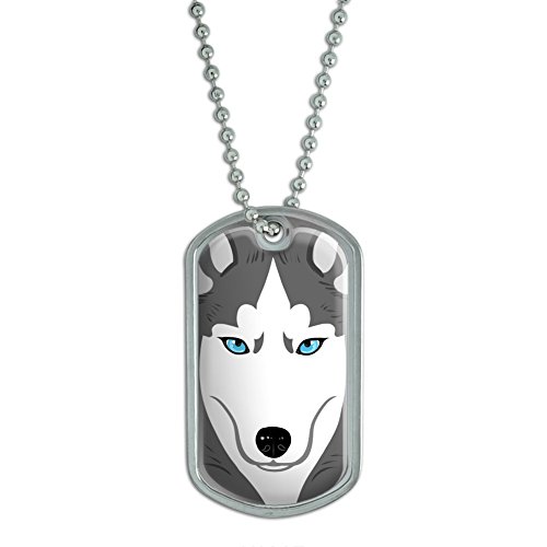 Siberian Husky Dog Pet Full Face Military Dog Tag Keychain
