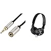 Sony-MDRZX310-Foldable-Headphones-Metallic-Black-Amazon-Basics-35mm-Male-to-Female-Stereo-Audio-Cable-36-m-12-Feet Sony MDRZX310 Foldable Headphones - Metallic Black & Amazon Basics 3.5mm Male to Female Stereo Audio Cable (3.6 m / 12…