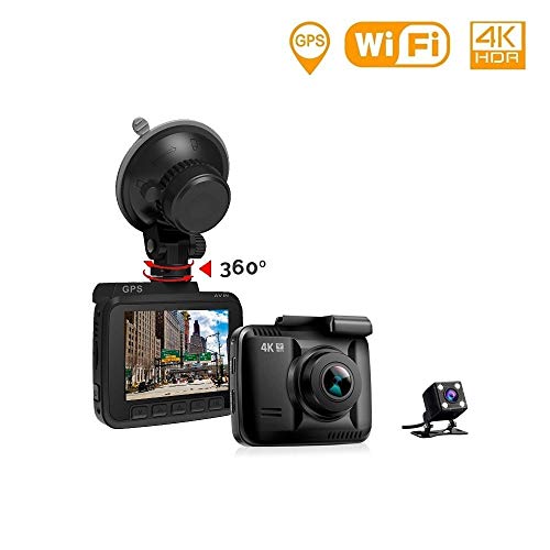Lifechaser Dual Dash Cam Car Camera 4K UHD WIFI GPS Night Vision 150° with Front and Rear Camera, 2.4