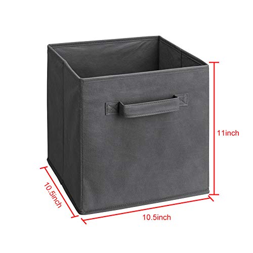 Staron  6-Pack Foldable Fabric Cloth Storage Cubes Shelves Baskets Bins Containers Home Decorative Closet with Handles Organizer Household Cloth Collapsible Box Toys Storages Bedroom Drawer (Grey) - Thumbnail 6