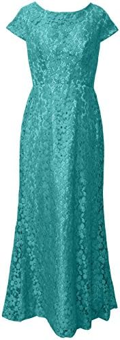 CladiyaDress Women Jewel Neck Long Lace Mother of the Bride Dress C210LF Turquoise US10