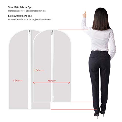 Aufisi Garment Cover Bag, Pack of 7 Premium Quality PEVA Moth Proof Clothes Covers Dustproof Clear Suit Garment Bag Breathable Full Zipper Dust Cover, 4 Pcs 40" x 24" Inch and 3 Pcs 47" x 24" Inch - Thumbnail 2