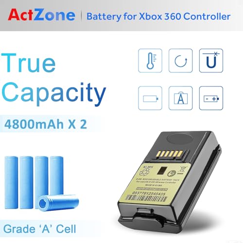 ActZone 2pcs 4800mAh Rechargeable Ni-MH Battery Compatible with Xbox 360 Controller