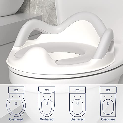 Kids Potty Training Seat With Cushion & Handles - Adjustable Anti-Slip Toilet Trainer (Blue)