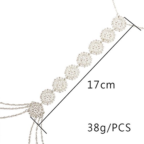 JeVenis Sexy Harness Bikini Bralette Body Chains Crossover Harness Waist Belly Body Chain Necklace (Silver)