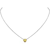 925 Sterling Silver Pendant Necklaces for Women, Heart/Round Birthstone Necklaces Birthday Jewelry for Mother Wife Daughter (with Gift Box)