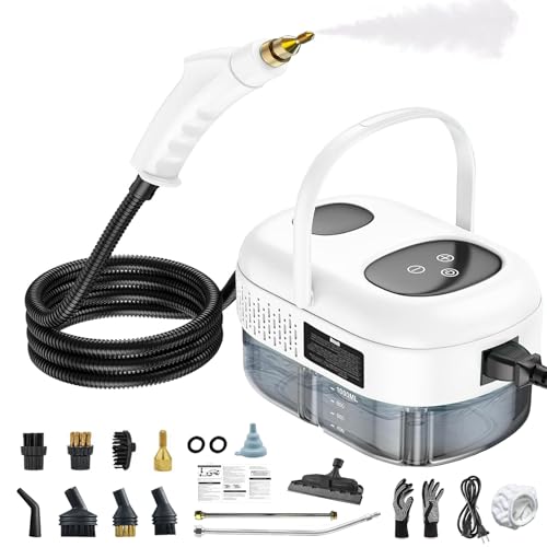 Handheld Steam Cleaner, Portable Steamer Cleaning, High Pressure Steam Cleaner with 6 Brush Heads, Smart Touch Screen, 6-Speed Adjustment for Floor, Car, Couch, Furniture, Kitchen, Bathroom