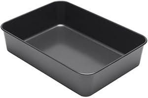 10 x 7 inch Rectangle Cake Pan, Black Non-Stick Baking Pan for Oven, Carbon Steel Deep Brownies Casseroles Cakes Bakeware