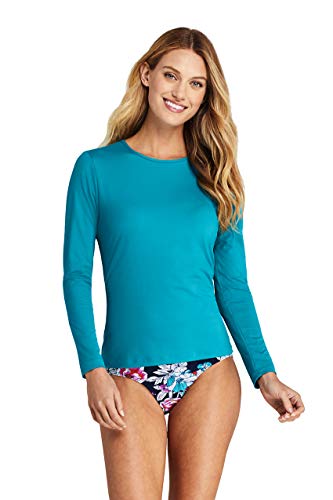Lands' End Rash Guard for Women | Long Sleeve Rash Guard Women's Swim Tees Vivid Teal