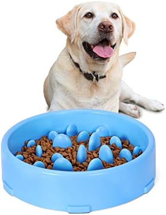 JASGOOD Slow Feeder Dog Bowl New Arriving Slow Feeding Interactive Bloat Stop Dog Bowls,Blue,Medium