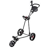Tangkula Golf Cart 3 Wheels Folding Lightweight Golf Club Push Pull Cart Trolley