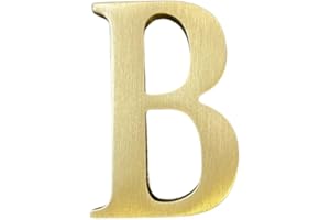 BWRMHME 1.77 Inch Height Self Adhesive Solid Brass English Letters 4.5CM Wall sticker Gold Mail Box Numbers House Address Numbers Shop Studio Name DIY Combination For Wall Home Decor Hardware (Letter B)