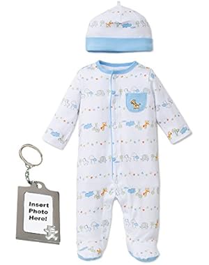 Preemie Newborn Baby Footie Sleep N Play Footed Sleeper Hat and Holder