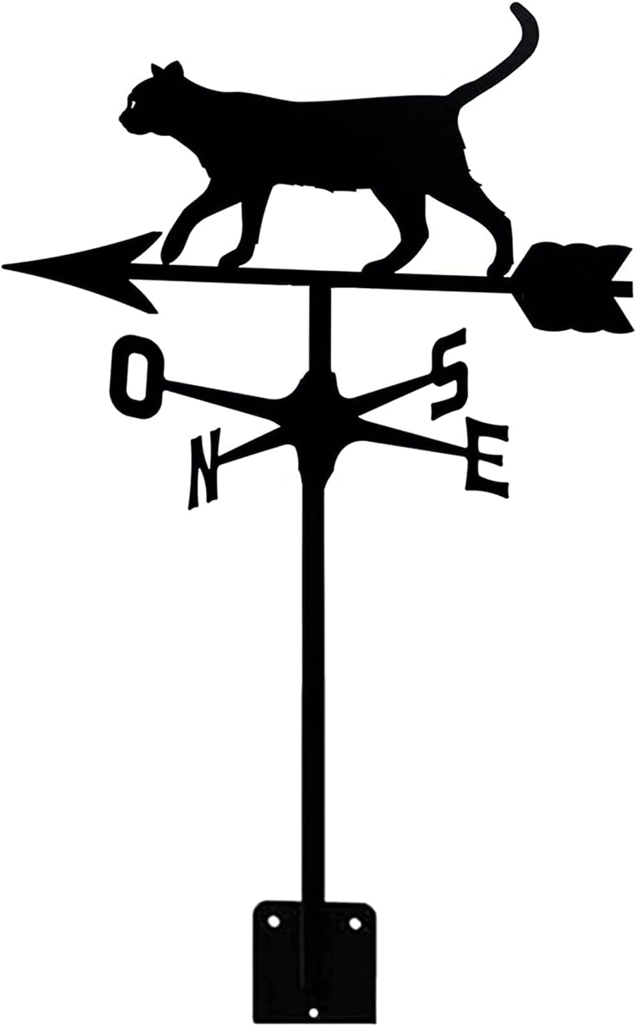 Weathervanes - LAUMOE Exquisite Metal Weather Vane Ornament Weathervane,Cat Weathervane Metal Stainless Steel Wind Vane Retro Weathercock Wind Direction Indicator Garden Patio Yard Ornament Decoration Weathervane