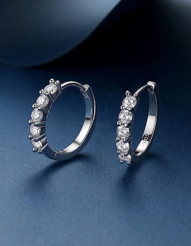 MomentWish Hoop Earrings with Pendant, 2 Carat Moissanite Earrings 925 Silver Romantic Gift for Women Her