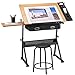 Kealive Drafting Table Height Adjustable Drawing Desk Tiltable Tabletop and Thick Padding Stool, Art Desk Storage Table 2 Drawers Side Board Reading, Writing, Drawing Art Craft Work Station