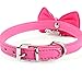 haoricu Pet Collars, Knit Bowknot Adjustable PU Leather Dog Puppy Necklace (Pink)