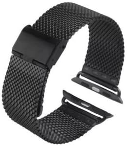 Mesh Stainless Steel Watch Bands Adapters Strap For Apple Watch iWatch 42mm black