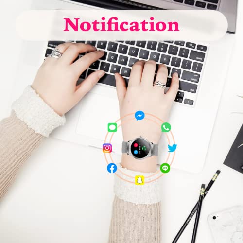 Smartwatch Damen 1,08 Zoll Fitness Armbanduhr,Smart watch Damen mit Weibliches Zyklusmanagement Musiksteuerung, Herzfrequenz,Schrittzähler,IP67 Wasserdicht Fitness Tracker,für iOS und Android