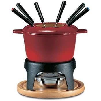 Swissmar Sierra Iron Fondue 11 Piece Set in Cherry Red