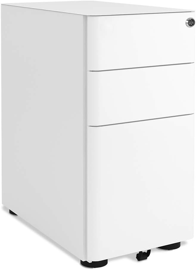 Devaise Mini Mobile File Cabinet With Locks 3 Drawers Round Edge Filing Cabinet White Amazon Ca Office Products