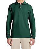 IZOD Young Mens Long Sleeve Pique Polo, Hunter, 36/37