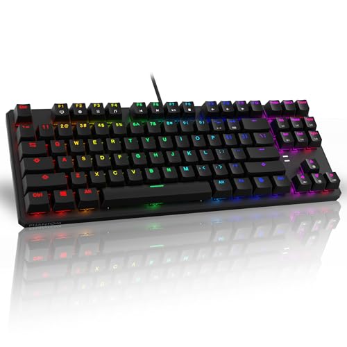 TECWARE Phantom – Mechanische Tastatur mit 87 Tasten, RGB LED Outemu Blue