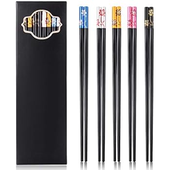 Yaomiao 10 Pairs Fiberglass Chopsticks Reusable Chopsticks Dishwasher Safe with Non-slip Design, Multicolor, 9.5 Inch